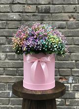 Цветочная композиция из Гипсофила и Розы в шляпной коробке в Ачикулаке