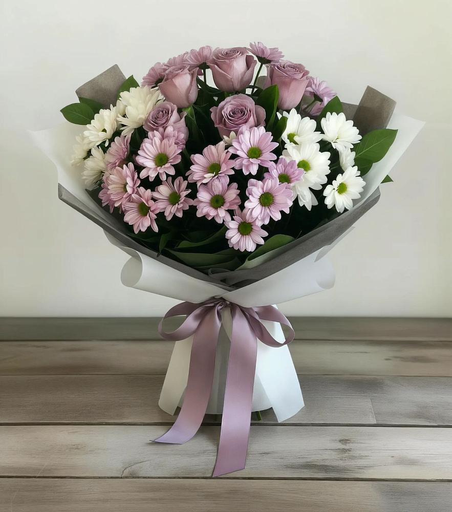 Букет цветов из: Хризантемы и Розы в Ачикулаке