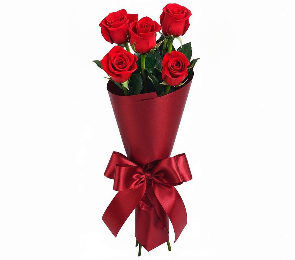 Букет 5 Красных роз Эдлесс Лав в Ачикулаке