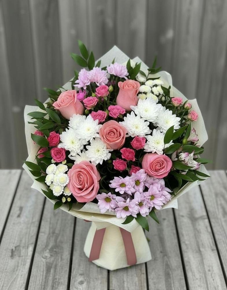 Букет цветов из: Альстромерии, Гвоздики, Розы и Хризантемы в Ачикулаке