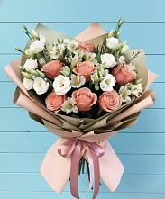 Букет цветов из:  Розы, Альстромерии и Лизиантусы в Ачикулаке