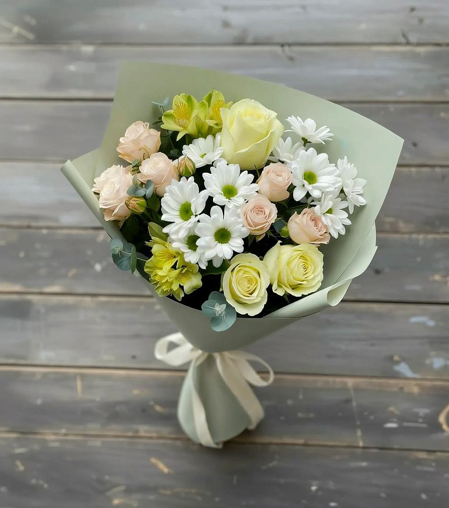 Букет цветов из: Альстромерии, Розы и Хризантемы в Ачикулаке