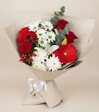Букет цветов из:  Розы, Хризантемы, Герберы и Лилии в Ачикулаке