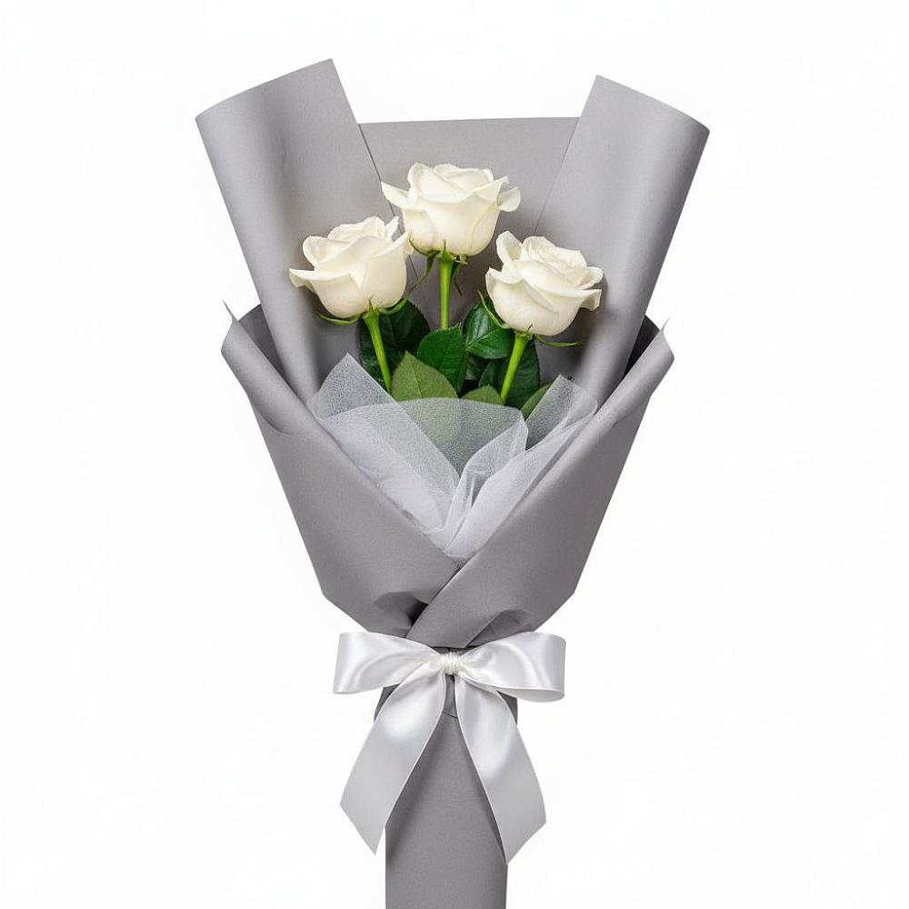 Букет 3 белые розы в Ачикулаке