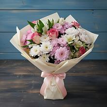 Букет цветов из:  Хризантемы, Альстромерии и Розы в Ачикулаке