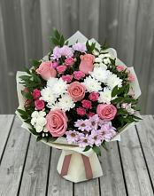 Букет цветов из:  Альстромерии, Гвоздики, Розы и Хризантемы в Ачикулаке
