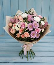 Букет цветов из:  Хризантемы, Розы и Альстромерии в Ачикулаке