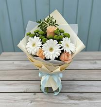 Букет цветов из:  Герберы, Розы и Хризантемы в Ачикулаке