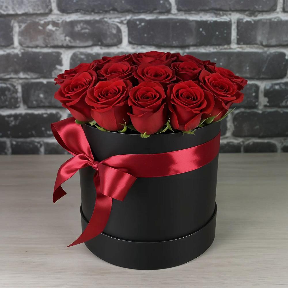 Цветочная композиция из Розы в шляпной коробке в Ачикулаке